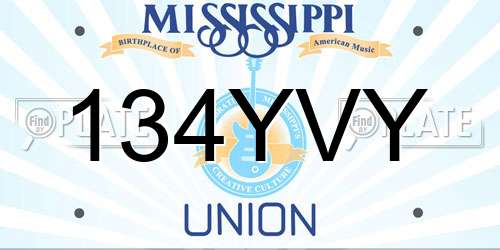 134YVY Mississippi License Plate