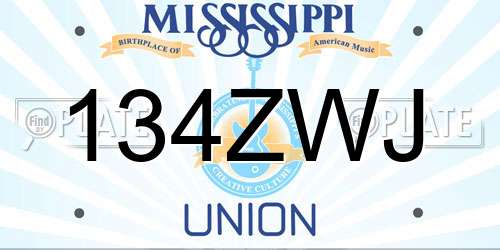 134ZWJ Mississippi License Plate