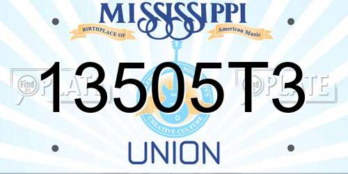 13505T3 Mississippi License Plate