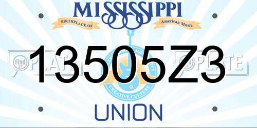 13505Z3 Mississippi License Plate