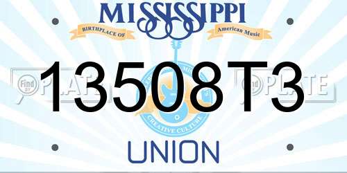 13508T3 Mississippi License Plate