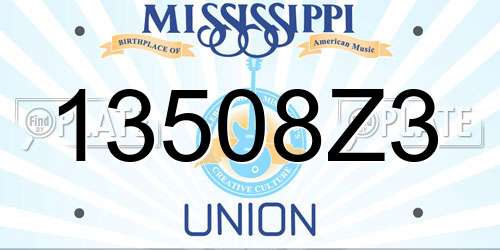 13508Z3 Mississippi License Plate