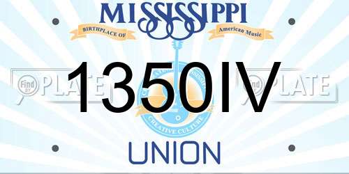 1350IV Mississippi License Plate