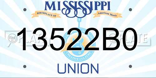 13522B0 Mississippi License Plate