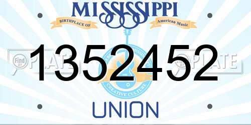 1352452 Mississippi License Plate