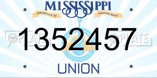 1352457 Mississippi License Plate