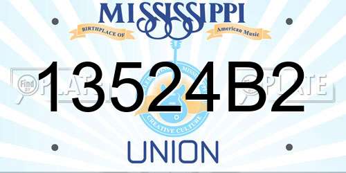 13524B2 Mississippi License Plate