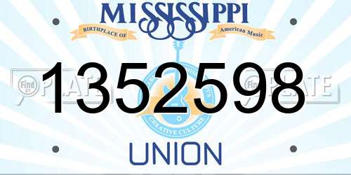 1352598 Mississippi License Plate