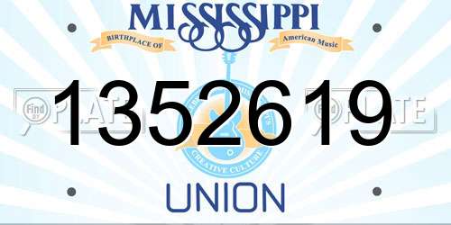 1352619 Mississippi License Plate