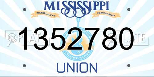 1352780 Mississippi License Plate