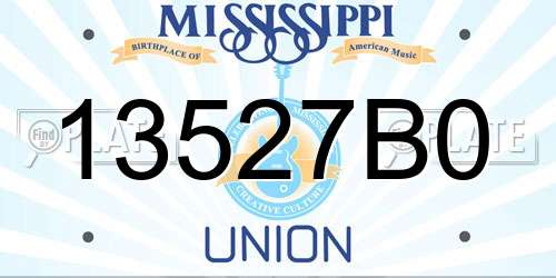 13527B0 Mississippi License Plate