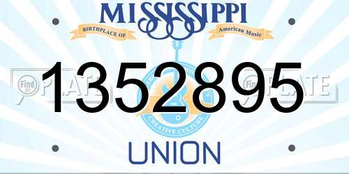 1352895 Mississippi License Plate