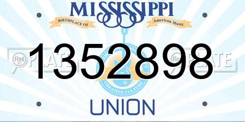 1352898 Mississippi License Plate