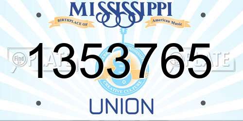 1353765 Mississippi License Plate