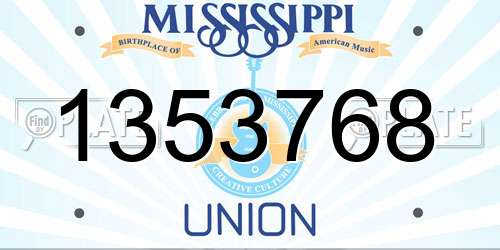 1353768 Mississippi License Plate