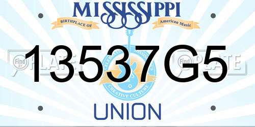 13537G5 Mississippi License Plate