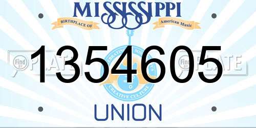 1354605 Mississippi License Plate