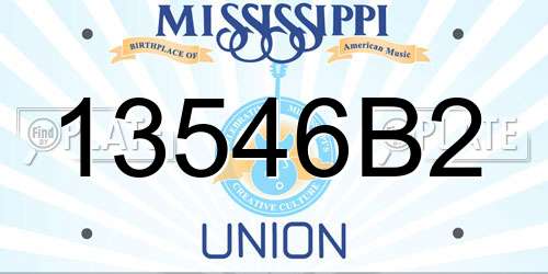 13546B2 Mississippi License Plate