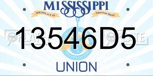 13546D5 Mississippi License Plate
