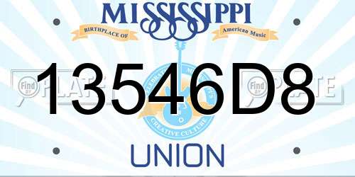13546D8 Mississippi License Plate