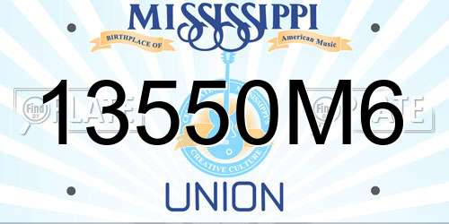 13550M6 Mississippi License Plate