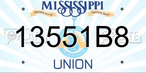 13551B8 Mississippi License Plate