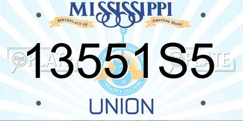 13551S5 Mississippi License Plate