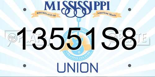 13551S8 Mississippi License Plate