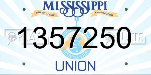 1357250 Mississippi License Plate