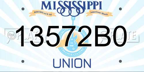 13572B0 Mississippi License Plate