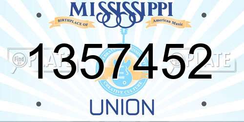 1357452 Mississippi License Plate