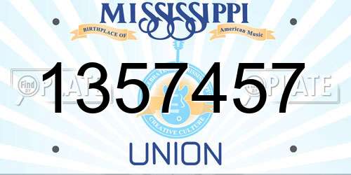 1357457 Mississippi License Plate