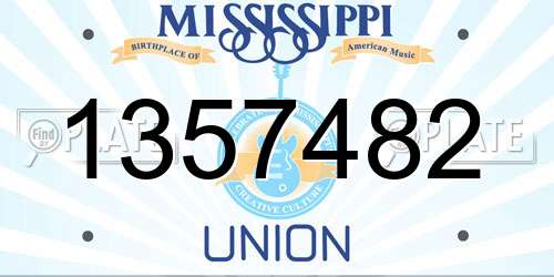 1357482 Mississippi License Plate