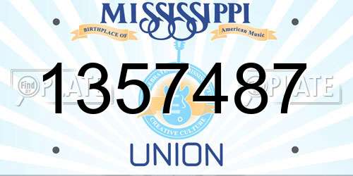 1357487 Mississippi License Plate