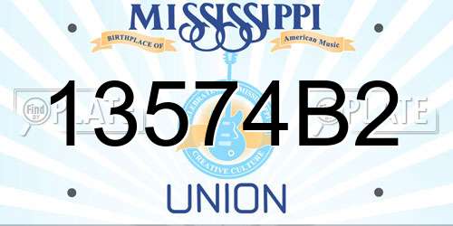 13574B2 Mississippi License Plate
