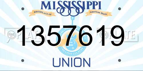 1357619 Mississippi License Plate