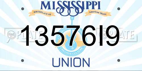 13576I9 Mississippi License Plate