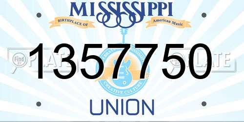 1357750 Mississippi License Plate