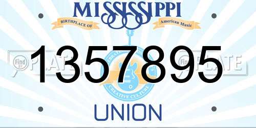 1357895 Mississippi License Plate