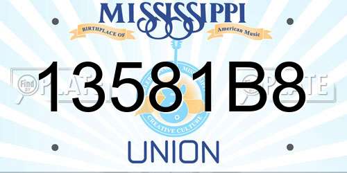 13581B8 Mississippi License Plate