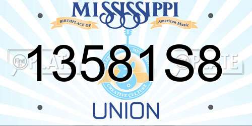 13581S8 Mississippi License Plate