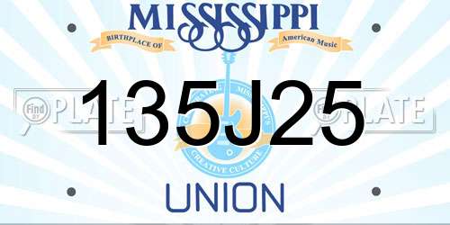 135J25 Mississippi License Plate