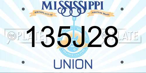 135J28 Mississippi License Plate