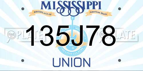 135J78 Mississippi License Plate