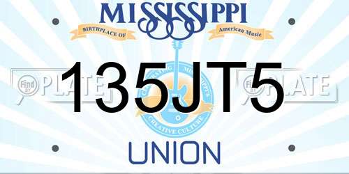 135JT5 Mississippi License Plate