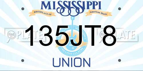135JT8 Mississippi License Plate