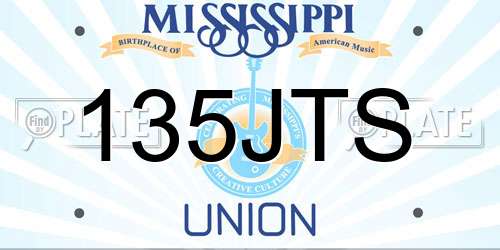 135JTS Mississippi License Plate