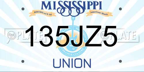 135JZ5 Mississippi License Plate