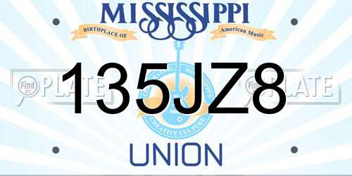 135JZ8 Mississippi License Plate