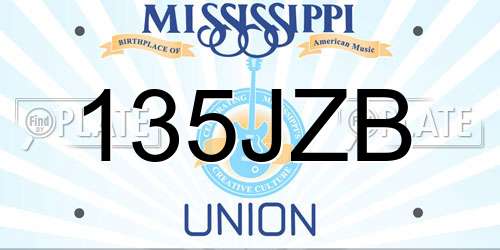135JZB Mississippi License Plate
